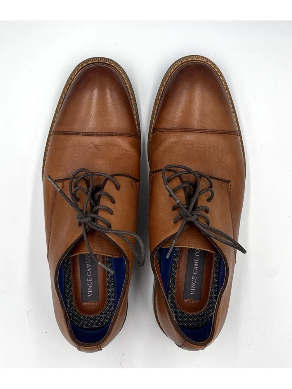 Vince Camuto VY-Lamson Brown Leather Oxford Dress Shoes Mens 10.5